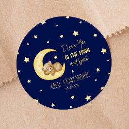 Jag Kärlek dig till babyduschen Måne Nalle Runt Klistermärke