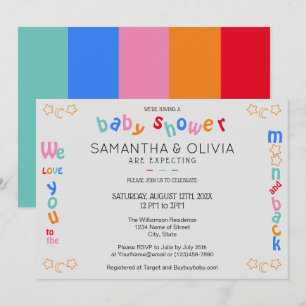 Jag kärlek dig till måne & back LGBTQ+ Baby Shower Inbjudningar