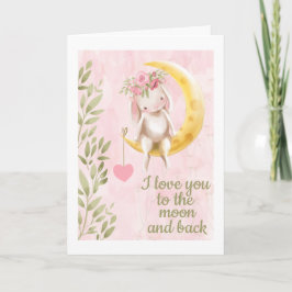 Jag kärlek dig till måne och bak i bunny Valentine Helgkort