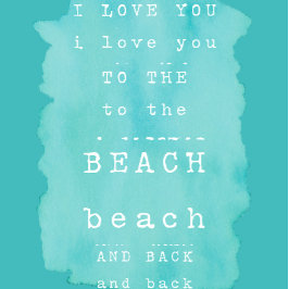 Jag kärlek dig till stranden och bak julkort