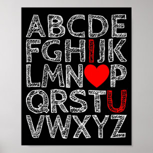 Jag Kärlek du Alphabets Chalk Texturerad Poster