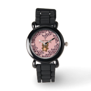 Jag kärlek, du Beary Mo! Hjärtbakgrund Armbandsur