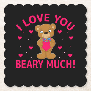 Jag Kärlek du Beary mycket Nalle Underlägg Papper