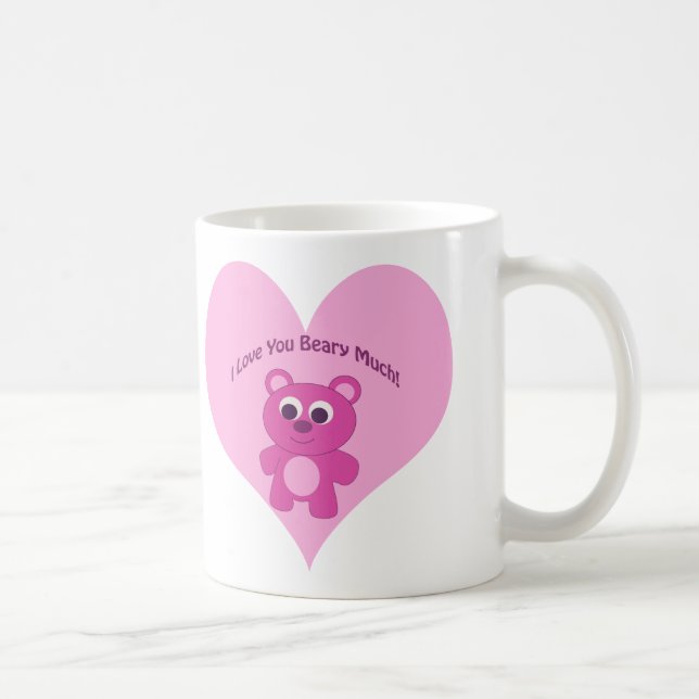Jag Kärlek du Beary mycket! Rosa Bear Kaffemugg (Höger)