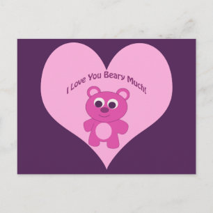 Jag Kärlek du Beary mycket! Rosa Bear Vykort