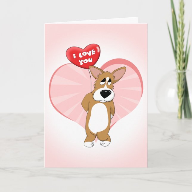 Jag Kärlek du Corgi Valentine Day Card Helgkort (Framsida)
