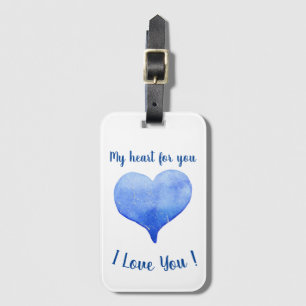 Jag Kärlek du Cute Blue Heart Valentine Day Bagagebricka