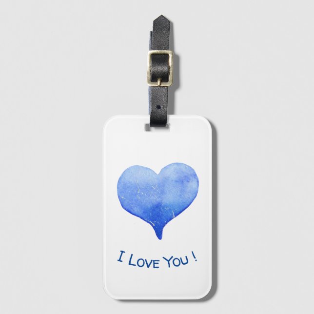 Jag Kärlek du Cute Blue Heart Valentine Day Bagagebricka (Framsida vertikal)