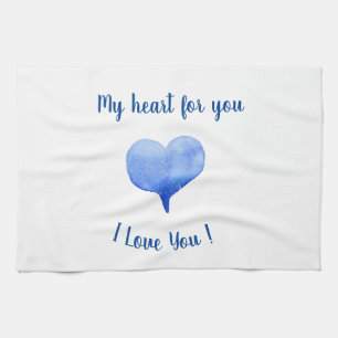 Jag Kärlek du Cute Blue Heart Valentine Day Kökshandduk