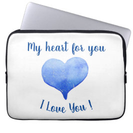 Jag Kärlek du Cute Blue Heart Valentine Day Laptop Fodral