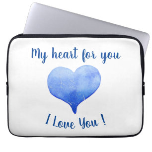 Jag Kärlek du Cute Blue Heart Valentine Day Laptop Fodral
