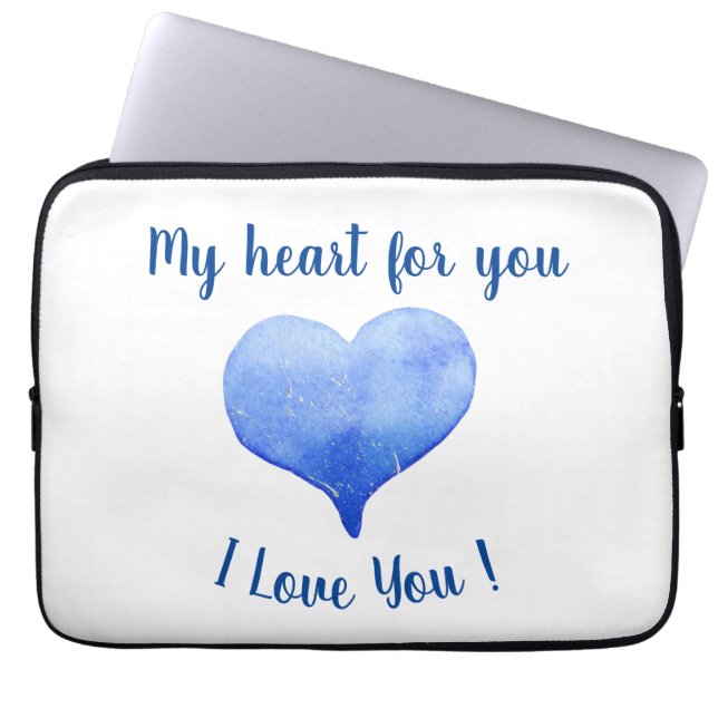 Jag Kärlek du Cute Blue Heart Valentine Day Laptop Fodral (Framsidan)
