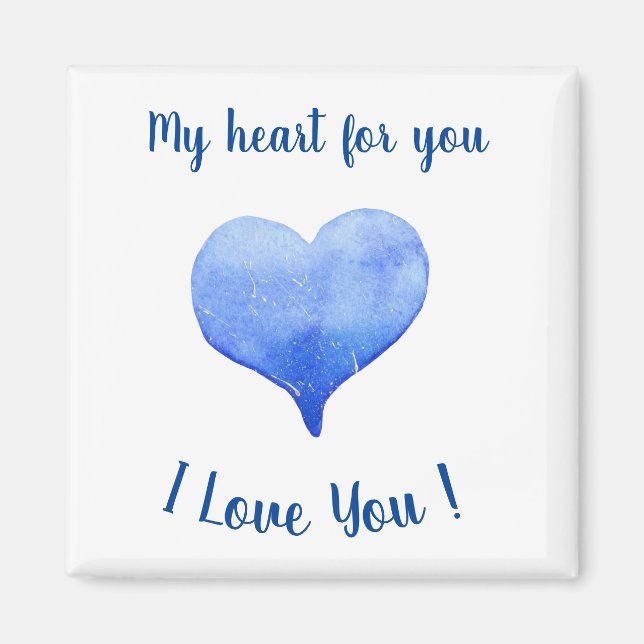 Jag Kärlek du Cute Blue Heart Valentine Day Magnet (Framsidan)