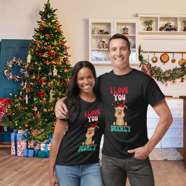 Jag Kärlek du Deerly Reindeer Santa Hat T-Shirt