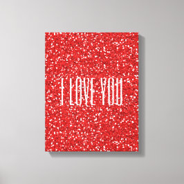 Jag Kärlek du Faux Glitter eller din egen text Canvastryck