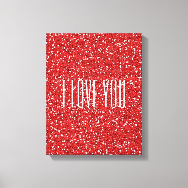 Jag Kärlek du Faux Glitter eller din egen text Canvastryck (Framsida)