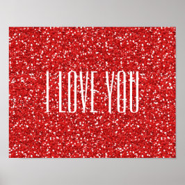 Jag Kärlek du Faux Glitter eller din egen text Poster