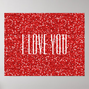 Jag Kärlek du Faux Glitter eller din egen text Poster