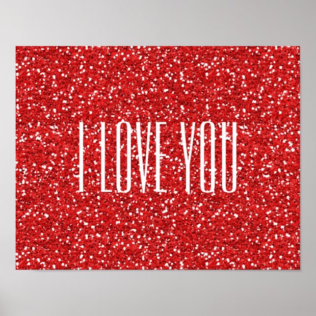 Jag Kärlek du Faux Glitter eller din egen text Poster (Framsidan)