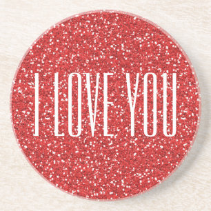 Jag Kärlek du Faux Glitter eller din egen text Underlägg