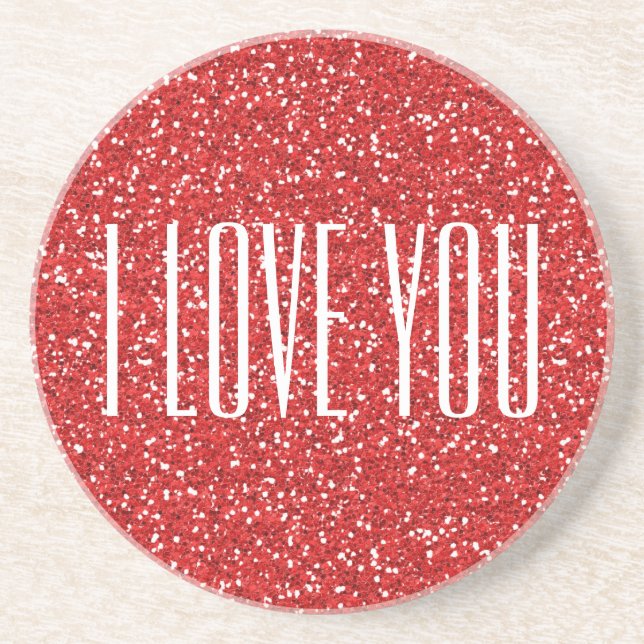 Jag Kärlek du Faux Glitter eller din egen text Underlägg (Framsidan)