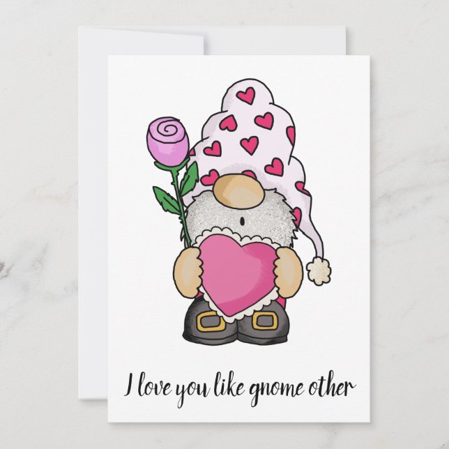 Jag kärlek du gillar gnome annan valentine kärlek anteckningskort (Framsida)