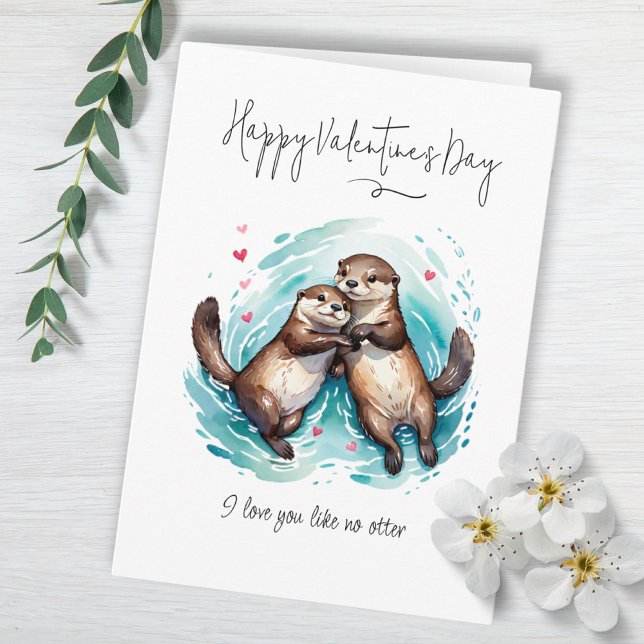 Jag Kärlek du gillar ingen Otter Pun Valentindag Kort (I Love You Like No Otter Pun Valentine's Day Card)