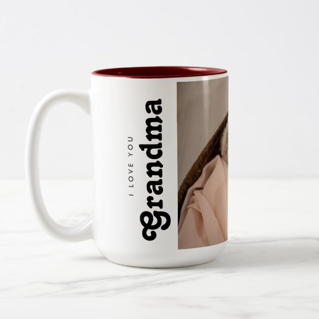 Jag kärlek du Grandma Photo från baby Två-Tonad Mugg (Vänster)