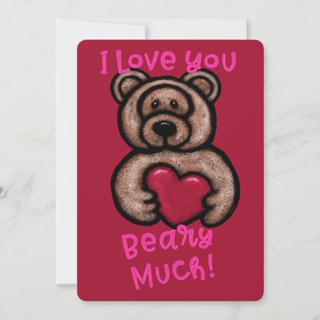 Jag Kärlek, du har beary mycket Nalle Valentine Julkort (Framsida)