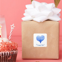 Jag Kärlek du klär dig för blått hjärta Valentine Fyrkantigt Klistermärke