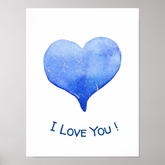 Jag Kärlek du klär dig för blått hjärta Valentine Poster (Framsidan)
