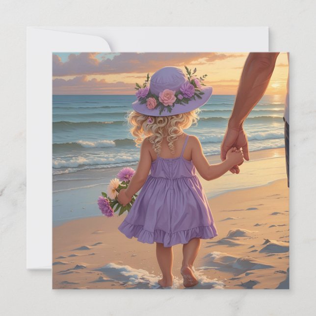 Jag kärlek du pappa tjejen i Lilac klänning med Pa Julkort (Framsida)