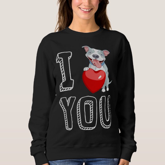 Jag Kärlek du Pitbull Valentine T Shirt (Framsida)