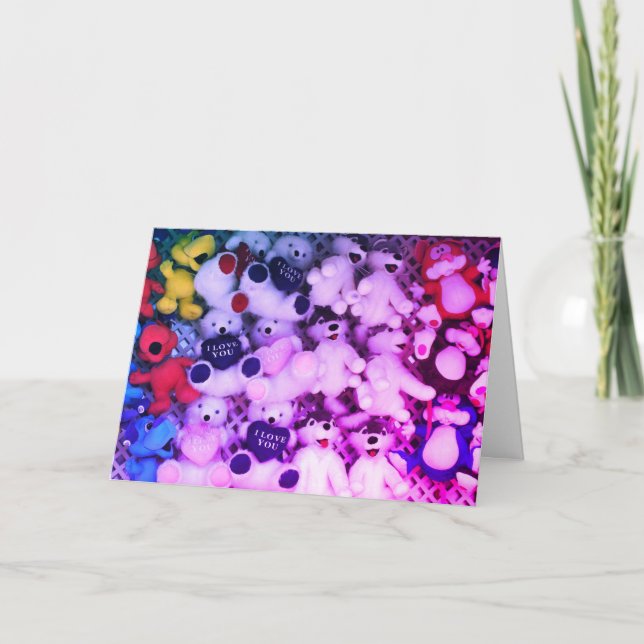 Jag Kärlek, du plush Bears Valentindag Helgkort (Framsida)