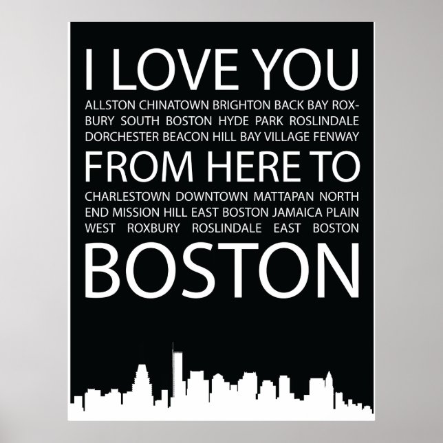 Jag Kärlek... Du poster här från Boston-typografin (Framsidan)