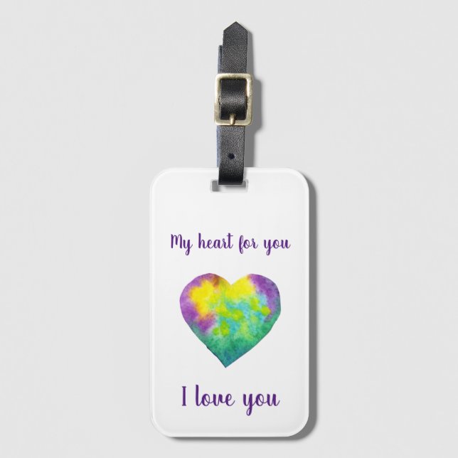 Jag kärlek, du regnbågar hjärthjärtans Alla hjärta Bagagebricka (Framsida vertikal)