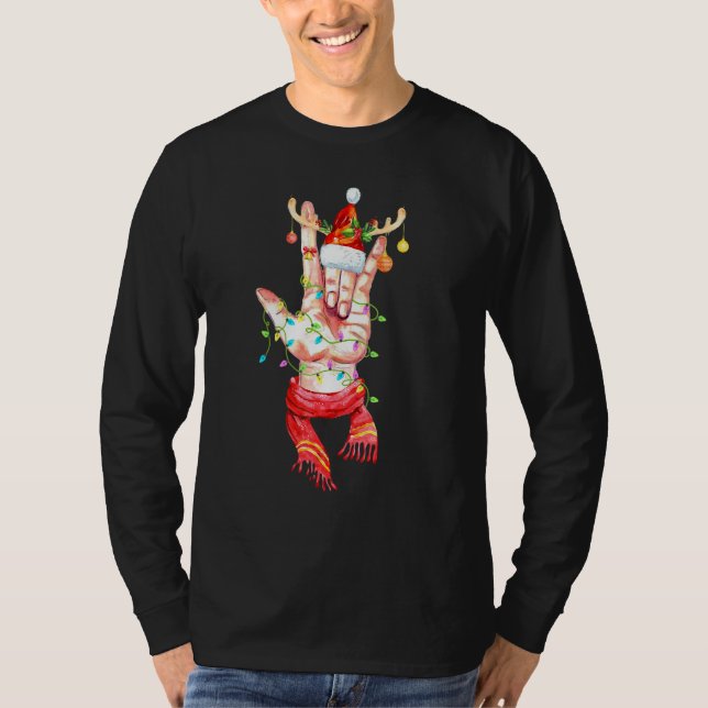 Jag Kärlek du skriver in språk Santa Hat Reindeer  T Shirt (Framsida)