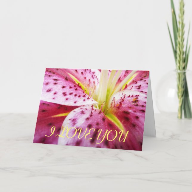 Jag Kärlek du Stargazer Lily Card Kort (Framsida)