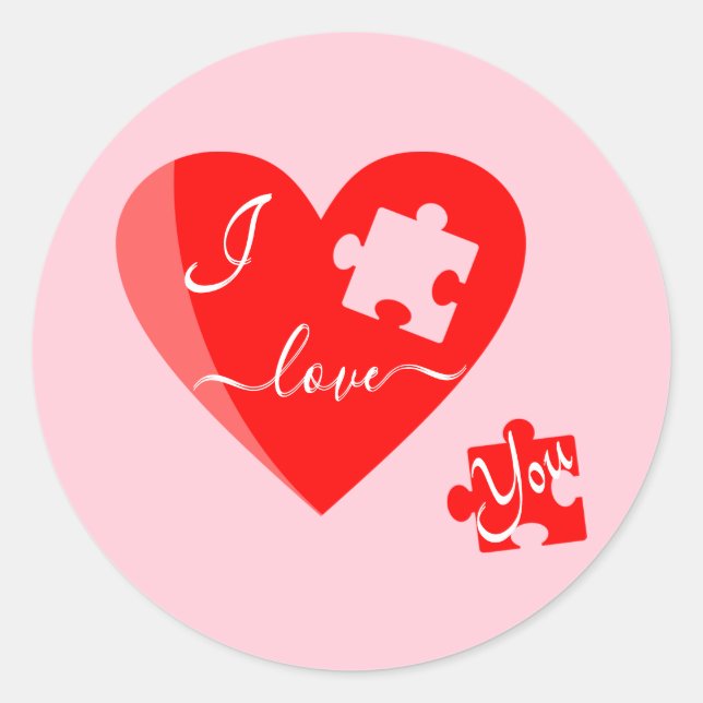 Jag Kärlek Du Sticker Runt Klistermärke (Framsida)