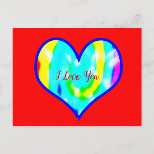 Jag Kärlek du Tie Dyed Heart Vykort
