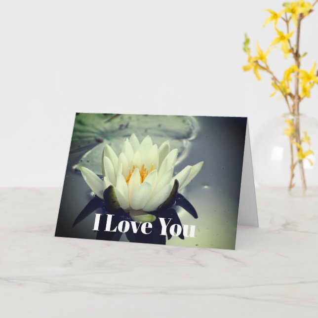 Jag Kärlek, du Vatten Lily Flower Personlig Kort (Gul blomma)