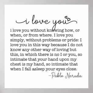 Jag Kärlek Du vet inte hur eller när pablo citerar Poster