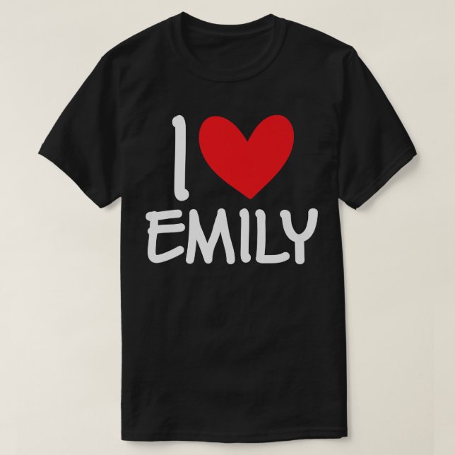 Jag Kärlek Emily Namn Personlig Girl Woman BFF Fri T Shirt (Design framsida)