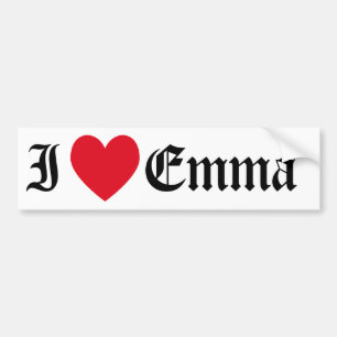 Jag Kärlek Emma Bumper Sticker Bildekal
