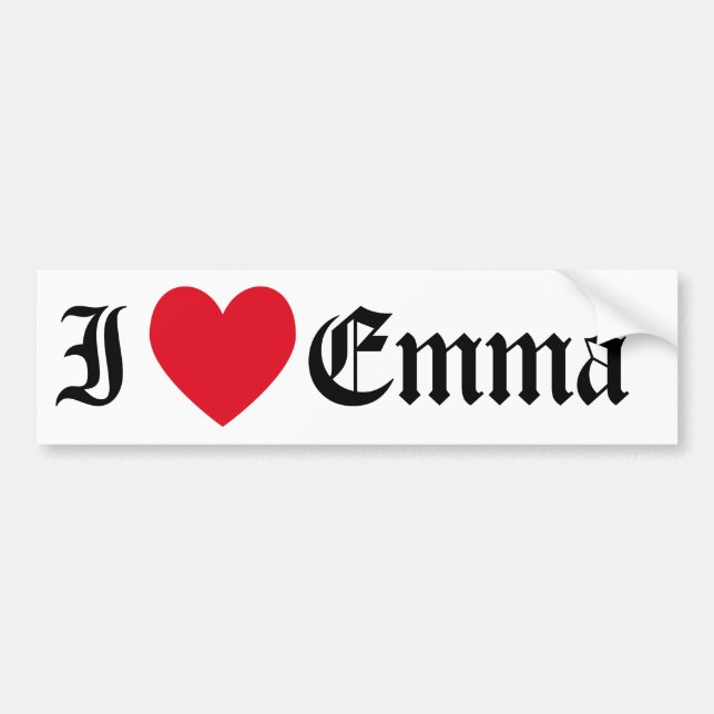 Jag Kärlek Emma Bumper Sticker Bildekal (Framsidan)