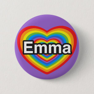 Jag kärlek Emma. Jag kärlekar dig Emma. Hjärta Knapp