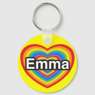 Jag kärlek Emma. Jag kärlekar dig Emma. Hjärta Nyckelring