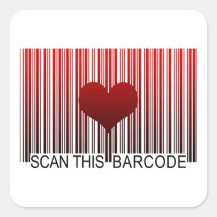 JAG KÄRLEK ER BARCODE FYRKANTIGT KLISTERMÄRKE