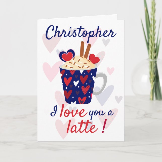 Jag Kärlek er en latte! Blå Valentineser Kort (Framsida)