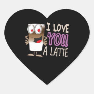 Jag Kärlek er en latte Hjärtformat Klistermärke